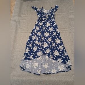 SHEIN Blue Floral Wrap Dress